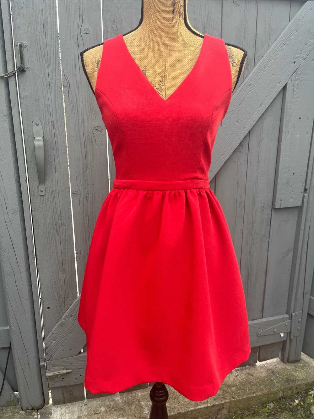 Soprano Fit & Flare V-Neck Mini Dress Bow Accents Red Size Small - Picture 9 of 12